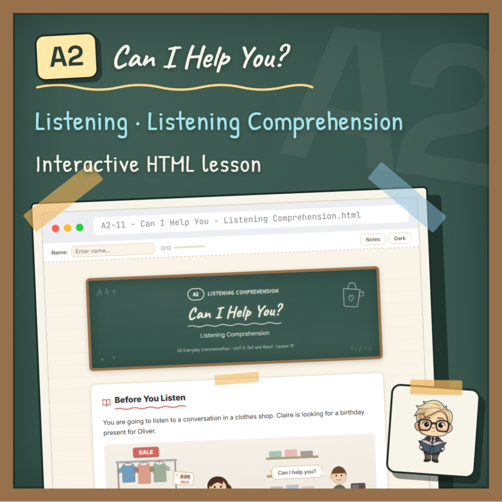 Can I Help You? A2 Listening lesson cover
