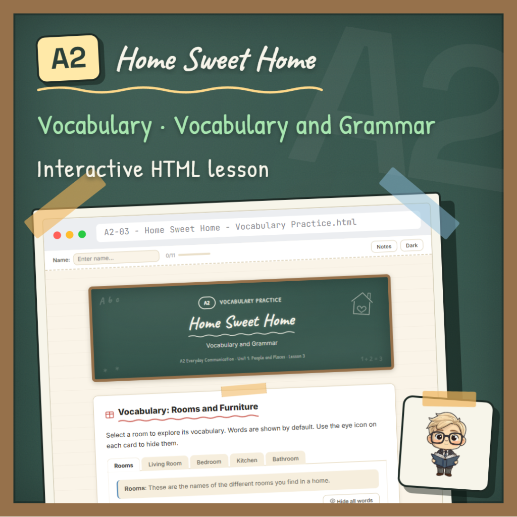 Home Sweet Home A2 Vocabulary lesson cover