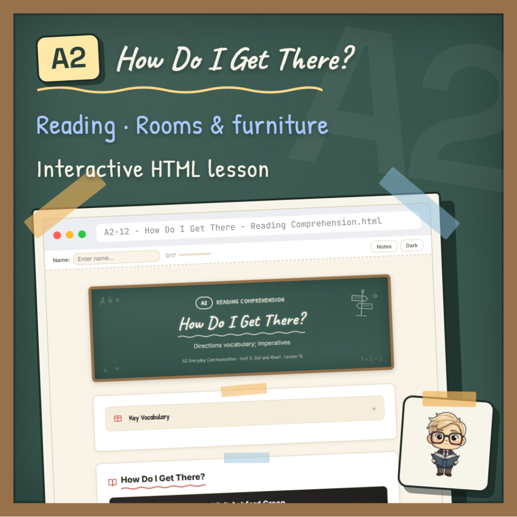How Do I Get There? A2 Reading lesson cover