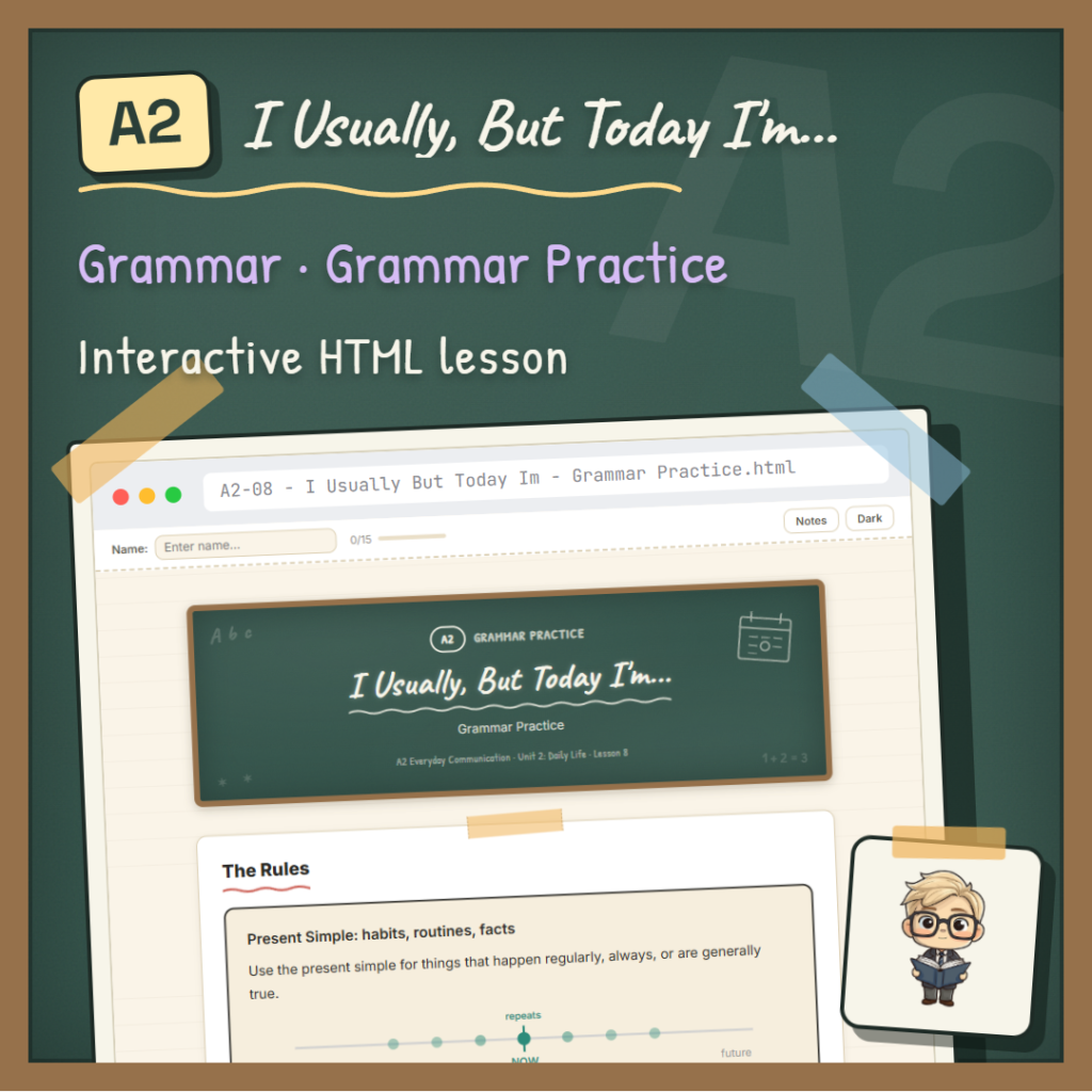 I Usually, But Today I’m… A2 Grammar lesson cover