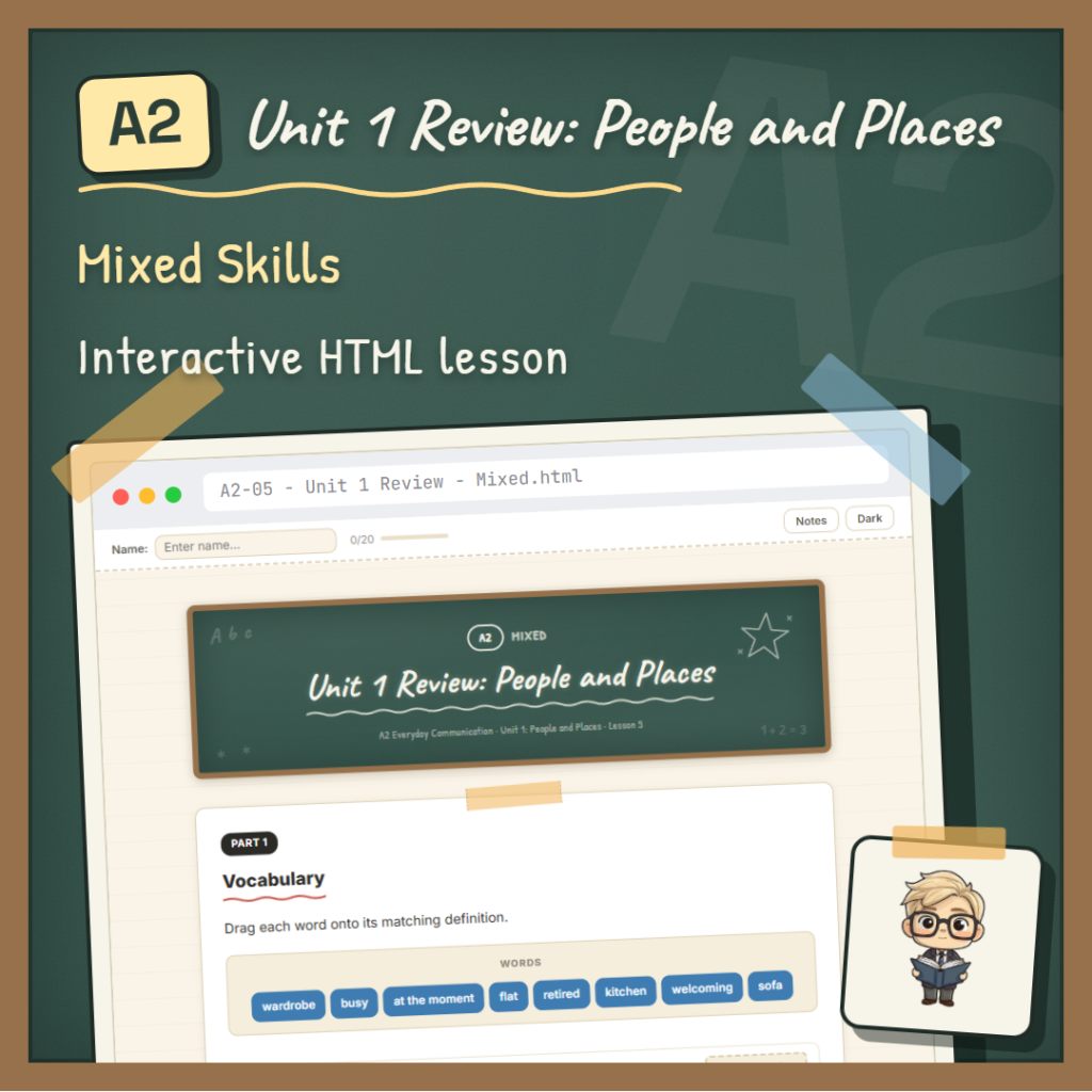 Unit 1 Review: People and Places A2 Mixed lesson cover