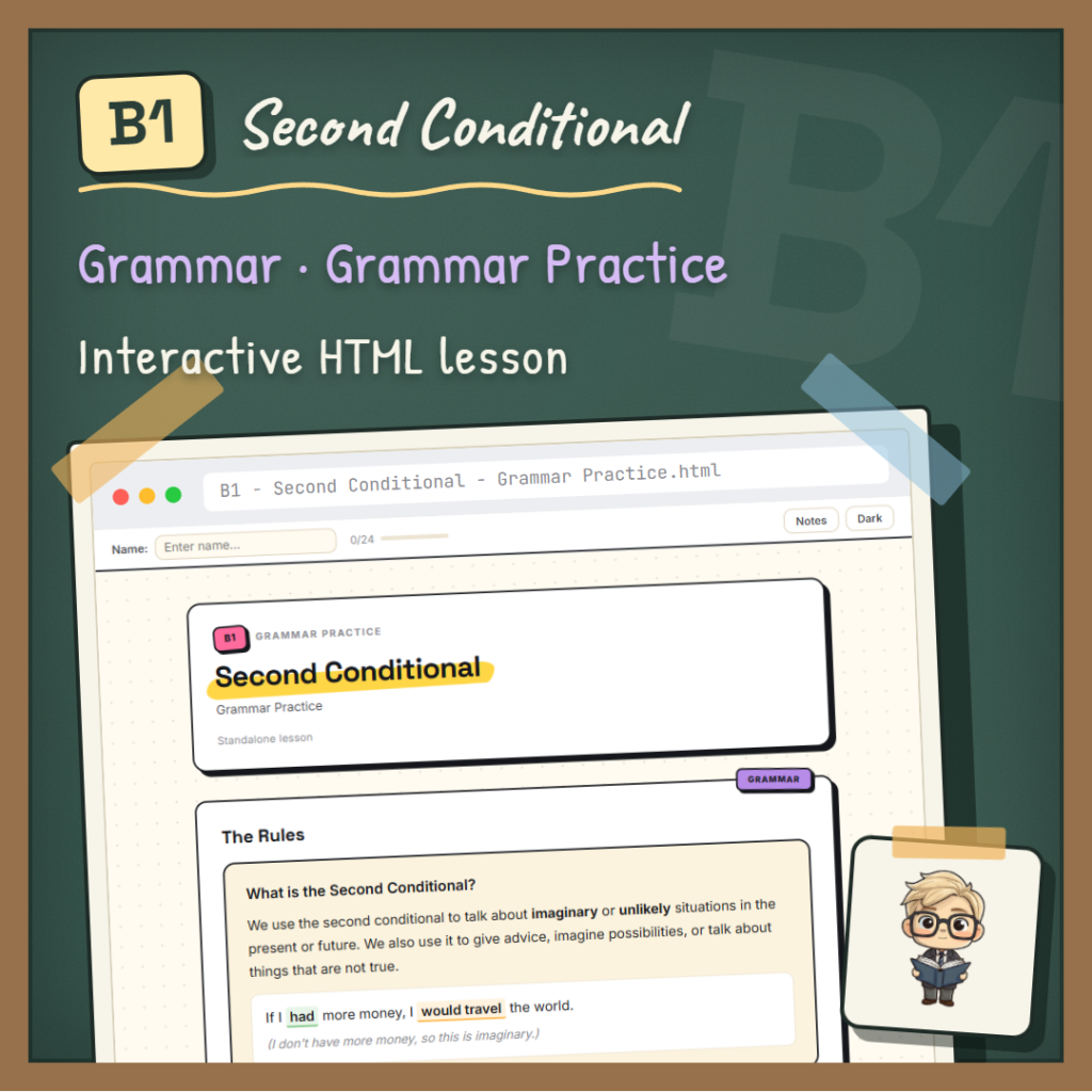 Second Conditional B1 Grammar lesson cover